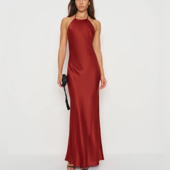 Reformation Dresses & Skirts - NEW Reformation Jeany Silk Long Dress Backless Formal Sangre Red | Size M